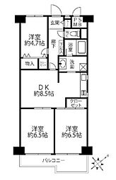 シャルマンコーポ池袋 3LDKの間取図画像