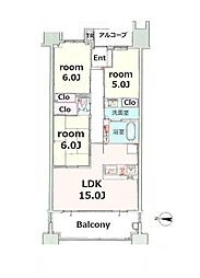 東京テラスAテラス 3LDKの間取図画像