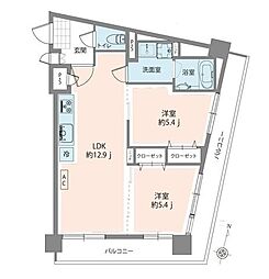 シャトレ明大前 2LDKの間取図画像