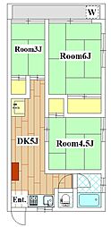 玉堤ハイツ新館 3DKの間取図画像