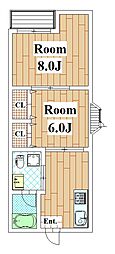 タウンハウス 2Kの間取図画像