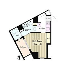 サン　デプレ麻布 2階1Kの間取り