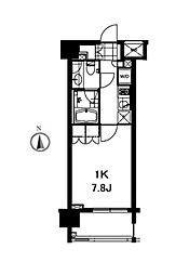 芝ウエスト 3階1Kの間取り