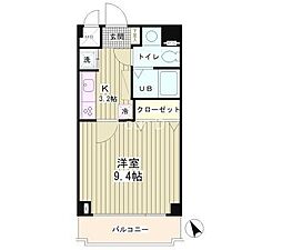 ラフィネ築地 3階1Kの間取り