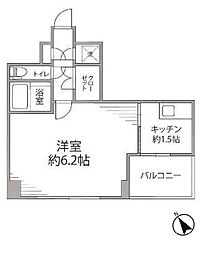 ヴィーダ勝どき 4階1Kの間取り