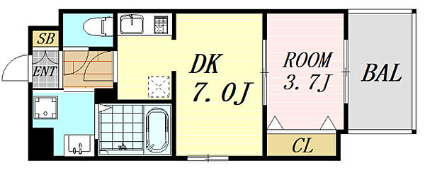 プライマル南森町パークビュー ｜大阪府大阪市北区天満4丁目(賃貸マンション1DK・9階・28.00㎡)の写真 その2