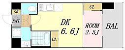 セレニテ阿波座ミラク 12階1DKの間取り