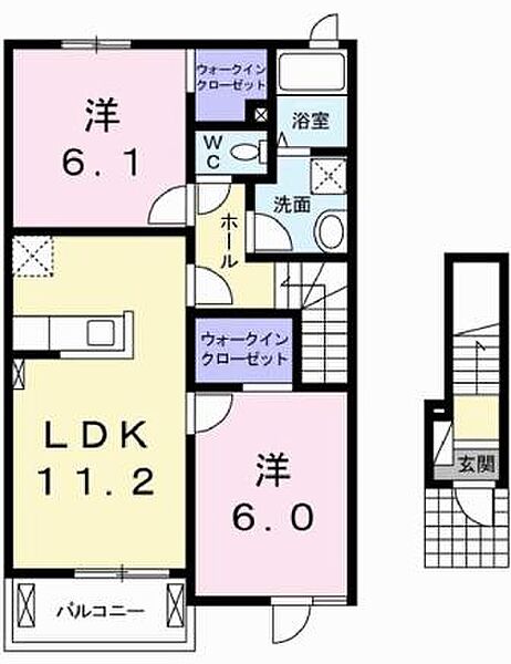 兵庫県加東市上滝野(賃貸アパート2LDK・2階・57.64㎡)の写真 その2