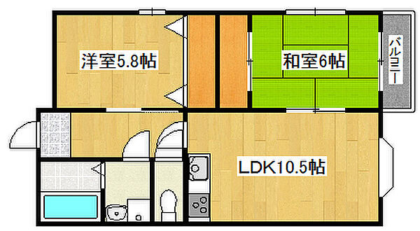 兵庫県神戸市垂水区仲田3丁目(賃貸マンション2LDK・3階・57.96㎡)の写真 その2