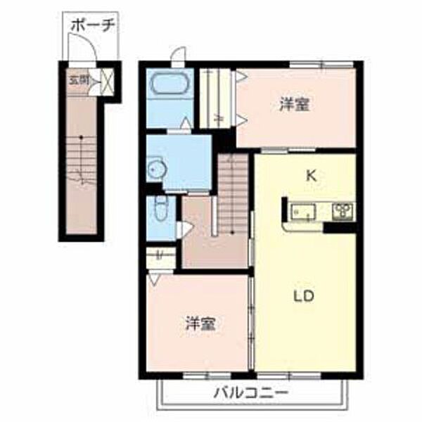 兵庫県加古川市別府町新野辺(賃貸アパート2LDK・2階・69.00㎡)の写真 その2