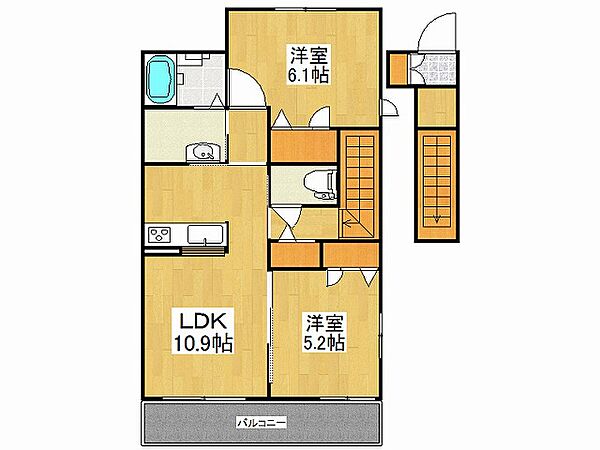 兵庫県姫路市広畑区吾妻町3丁目(賃貸アパート2LDK・2階・56.85㎡)の写真 その2