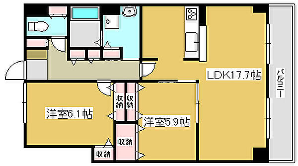 兵庫県加古川市平岡町新在家2丁目(賃貸マンション2LDK・3階・66.30㎡)の写真 その2