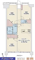 アーサー新宮グランパティオウエストコート棟 3LDKの間取図画像