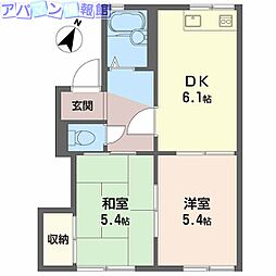 メゾン・ヴェルデュール 2DKの間取図画像