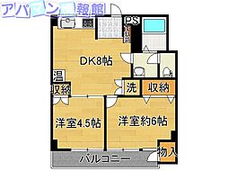 網川原県庁前マンション 2DKの間取図画像
