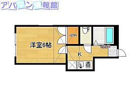 ラピス紫竹山 1Kの間取図画像