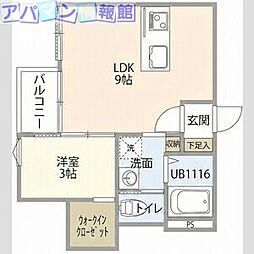 アーバンブランチ南笹口 1LDKの間取図画像