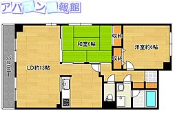 ロイヤルパレス上所 2LDKの間取図画像