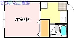 シャトレーゼ鐙 1Kの間取図画像