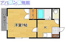 メゾンド・はなぶさ 1Kの間取図画像