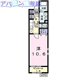 セレッソ 1Kの間取図画像
