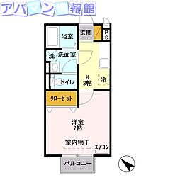 クレベール東出来島 1Kの間取図画像