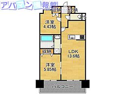 モーント米山弐番館 2LDKの間取図画像
