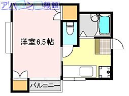 オーレリアン 1Kの間取図画像