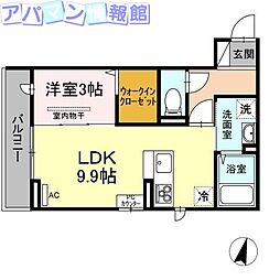 コートテラ 1LDKの間取図画像