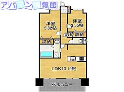 モーント米山弐番館 2LDKの間取図画像
