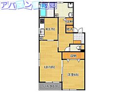 スターコート紫竹山 1LDKの間取図画像