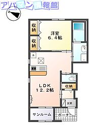グリーンコート 1LDKの間取図画像