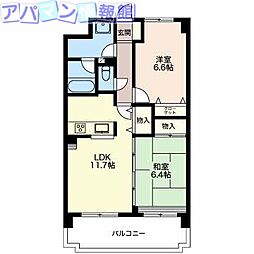 パン・シャトー 2LDKの間取図画像