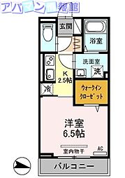フロントコート 1Kの間取図画像
