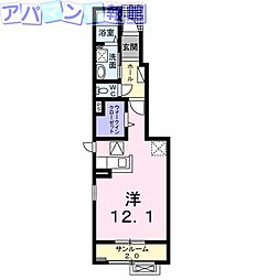 カサフェリスC ワンルームの間取図画像