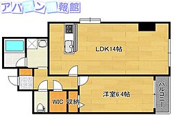 エトワール中央インター 1階1LDKの間取り