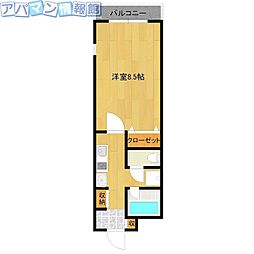 サン・クレスト新大 1Kの間取図画像