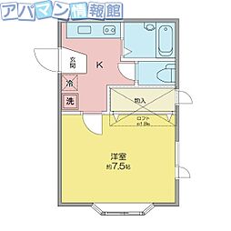 リリーハウス 1Kの間取図画像