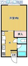コーポ相川 1Kの間取図画像