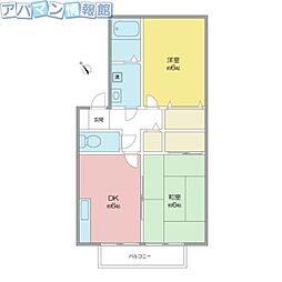 アメニティハウス 2DKの間取図画像