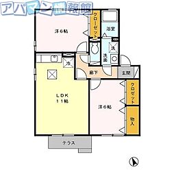 マウルールC 2LDKの間取図画像