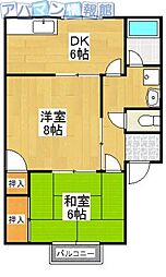 第2フリノリン 2DKの間取図画像