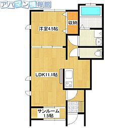 キャトルセゾン3 1LDKの間取図画像