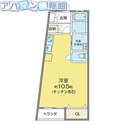 ガーデンヒルズ寺尾台A ワンルームの間取図画像