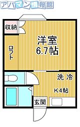 第9レジデンス 1Kの間取図画像