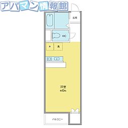 サンローゼみずき野 ワンルームの間取図画像