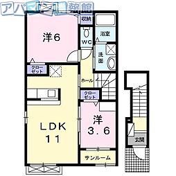 プリマヴェーラ 2LDKの間取図画像