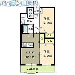 ピュアライフ坂井 2LDKの間取図画像