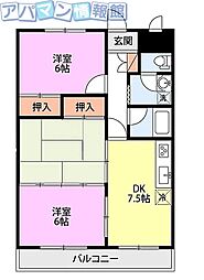 リバティープラザ新大駅前 3DKの間取図画像