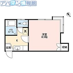 ハウスブルンネン 1Kの間取図画像